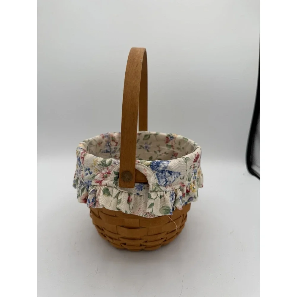 🍎 Longaberger 2001 Small Fruit Basket w/Liner & Protector – Handwoven Vintage🧺